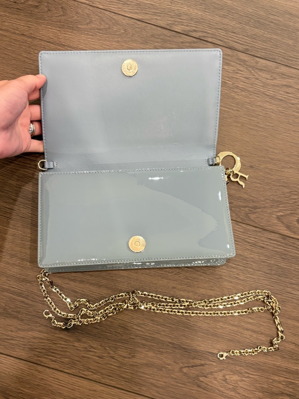 Authentic Lady Dior Calfskin Pouch in Cloud Blue (EXCELLENT, LIKE NEW CONDITION) - Picture 4 of 15